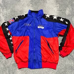Team USA Speedskating Jacket Adult XL Red Blue Flag VO Max Coat